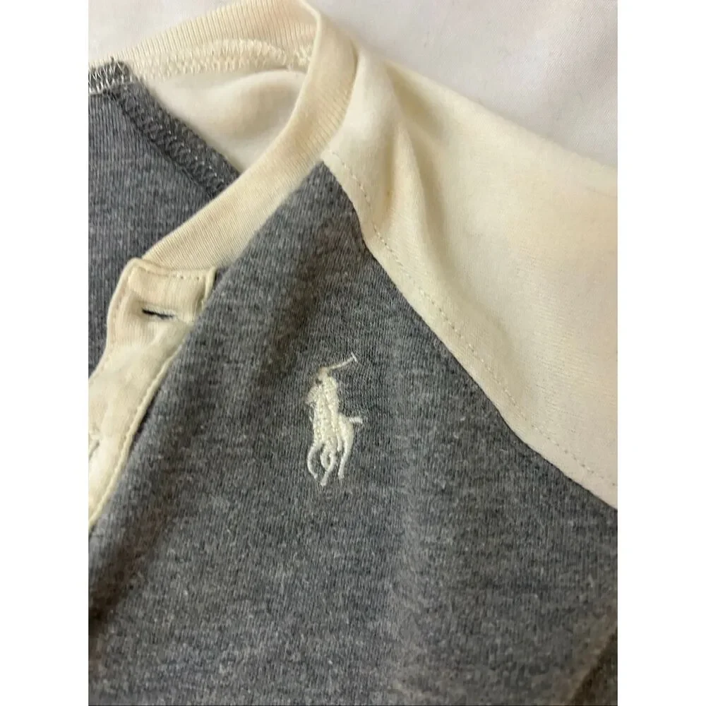 Ralph Lauren Polo‎ 9m snap bodysuit cream gray